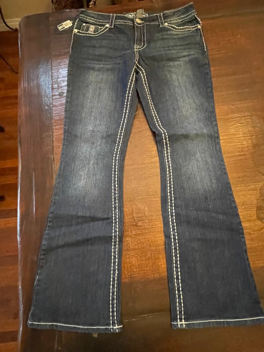 Paisley Sky Jeans Straight Bootcut Women's size 10 32X30 Rise 8" Blue Denim